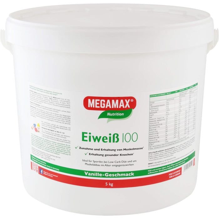 MEGAMAX Nutrition Eiweiß 100 Pulver Vanille-Geschmack, 5000 g Pulver