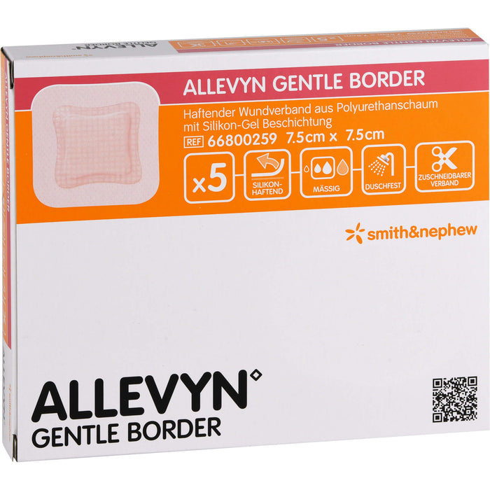 ALLEVYN Gentle Border 7,5x7,5cm Verband, 5 St VER