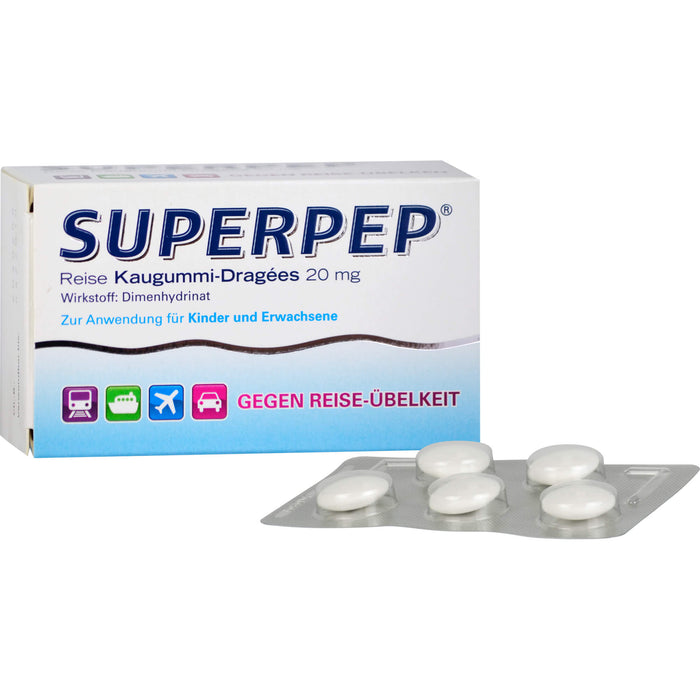 SUPERPEP Reise Kaugummi-Dragees, 20 pc Gomme à mâcher