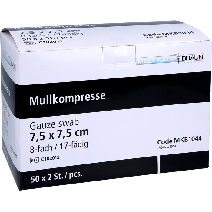 Mullkompressen steril 7,5cmx7,5cm, 50X2 St KOM