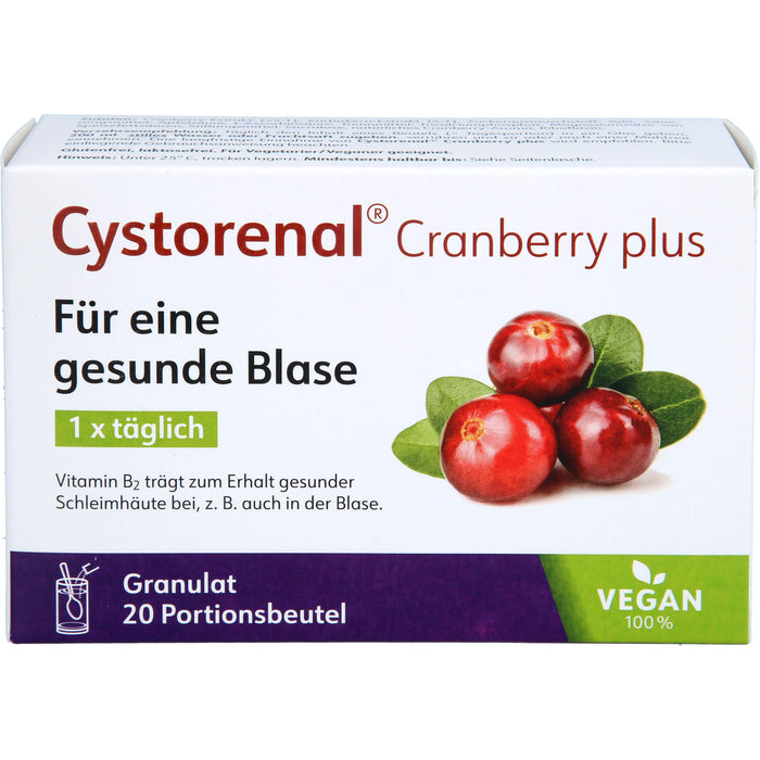 QUIRIS Cystorenal Cranberry plus Pulver für eine gesunde und starke Blase, mit Kürbiskernextrakt, Vitamin B2 und C, 20 pcs. Sachets