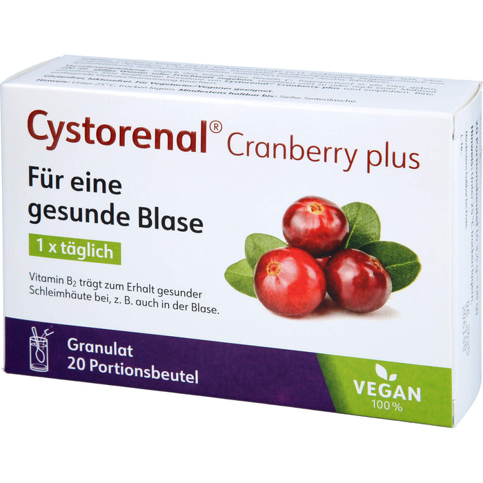 QUIRIS Cystorenal Cranberry plus Pulver für eine gesunde und starke Blase, mit Kürbiskernextrakt, Vitamin B2 und C, 20 pcs. Sachets