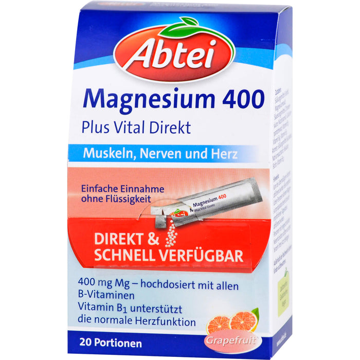 Abtei Magnesium 400 Plus Vital Direkt Granulat, 20 St. Beutel