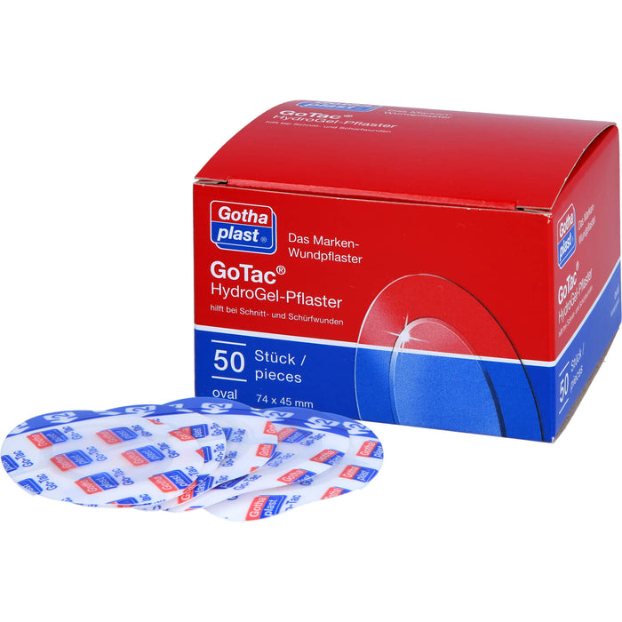 GoTac Hydro Gel-Pflaster 74x45 mm oval, 50 St. Pflaster