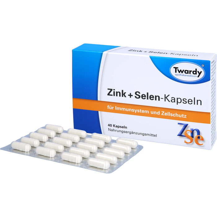 Twardy Zink + Selen-Kapseln für Immunsystem und Zellschutz, 40 pc Capsules