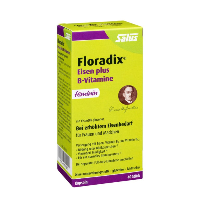 Floradix Eisen plus B-Vitamine feminin Kapseln, 40 pcs. Capsules