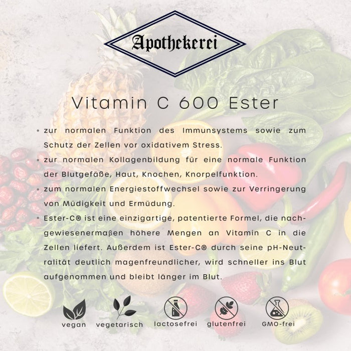 Apothekerei Vitamin C 600 mit OPC, Rutin und Quercetin, 90 pc Capsules