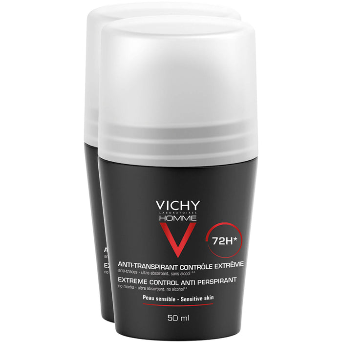 Vichy Homme DP Deo Roll-on Anti Transpirant 72h, 2X50 ml STI