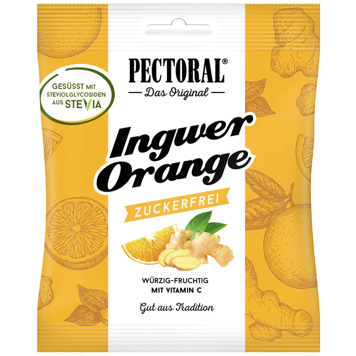 PECTORAL Ingwer Orange Bonbons zuckerfrei, 60 g Bonbons