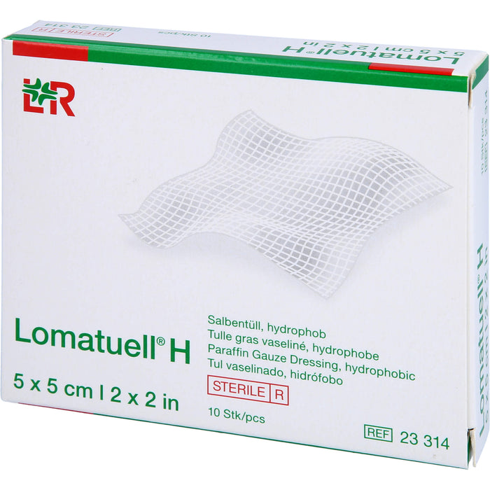 Lomatuell H 5 cm x 5 cm steril Salbentüll, hydrophob, 10 pc pansement