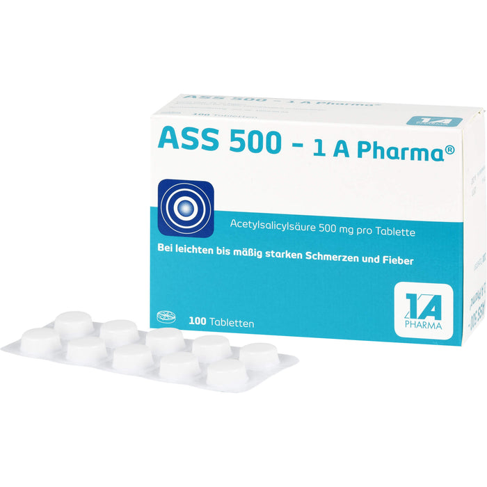 ASS 500 - 1 A Pharma Tabletten bei Schmerzen und Fieber, 100 pc Tablettes