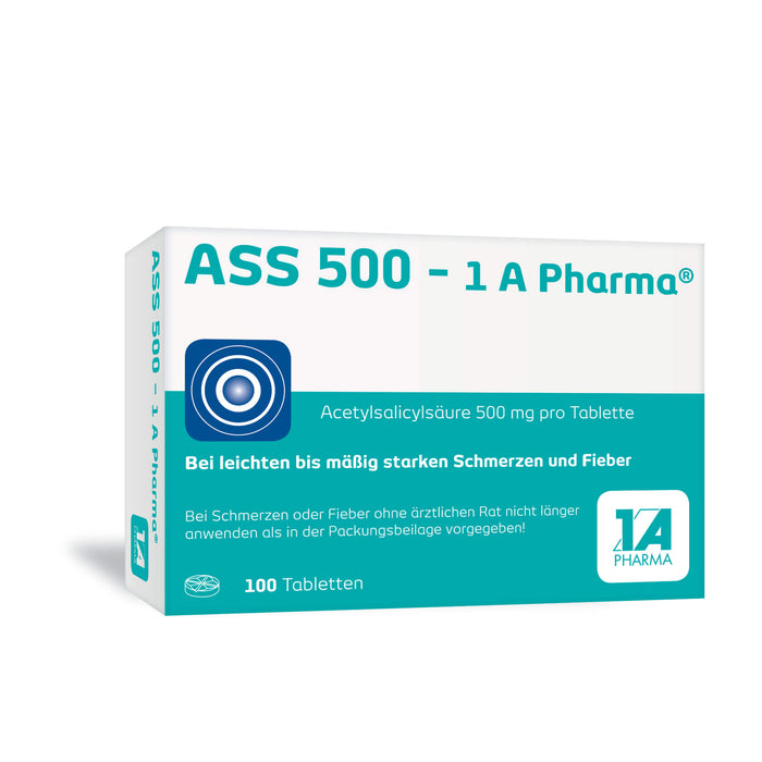 ASS 500 - 1 A Pharma Tabletten bei Schmerzen und Fieber, 100 pcs. Tablets