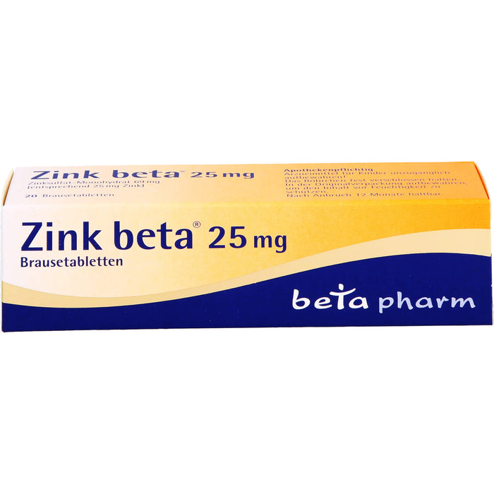 Zink beta 25 mg Brausetabletten, 100 pc Tablettes