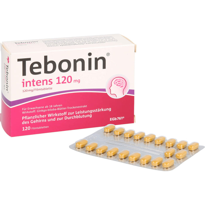 Tebonin intens 120 mg Filmtabletten zur Leistungsstärkung des Gehirns und zur Durchblutung, 120 pcs. Tablets