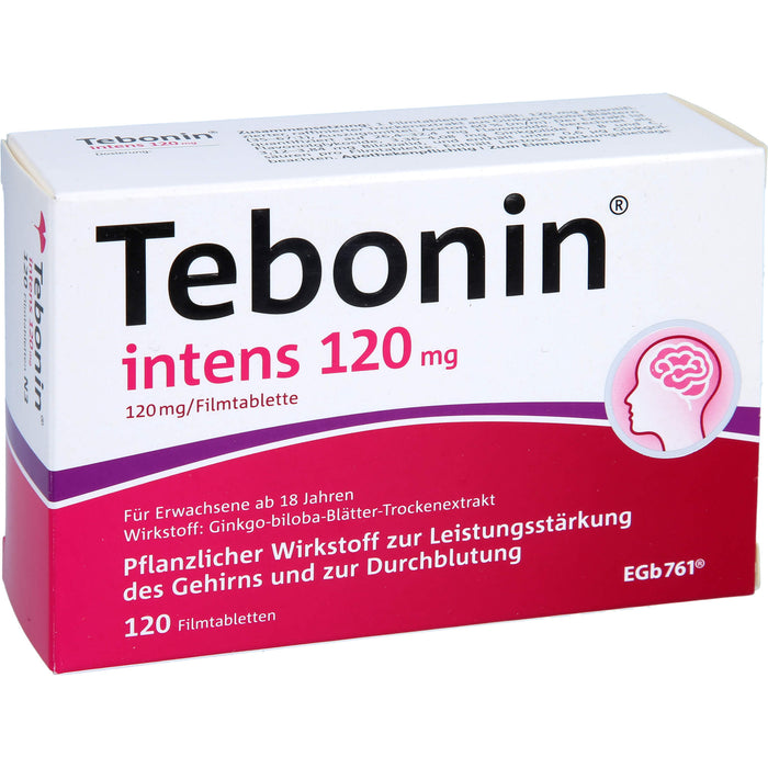 Tebonin intens 120 mg Filmtabletten zur Leistungsstärkung des Gehirns und zur Durchblutung, 120 pc Tablettes