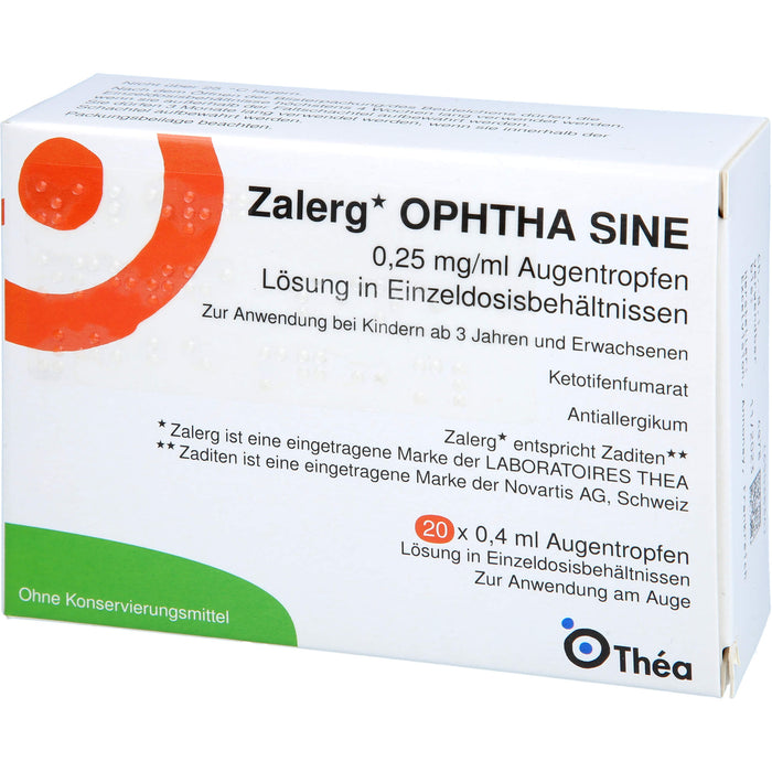 Zalerg ophtha sine 0,25 mg/ml kohlpharma Augentropfen in Einzeldosisbehältnissen, 20 St EDP