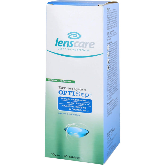 Lenscare OptiSept 350ml + 45 Tabl. + 1 Beh, 1 P KPG