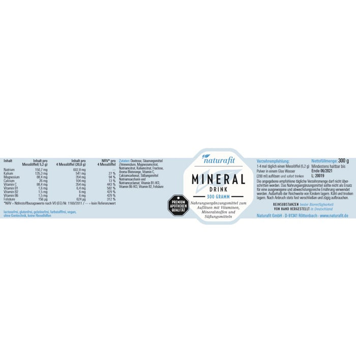 naturafit Mineraldrink Pulver, 300 g Powder