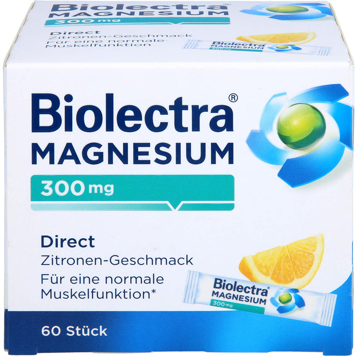 Biolectra Magnesium 300 mg direct Zitronengeschmack Pellets in Sticks, 60 pc Sachets