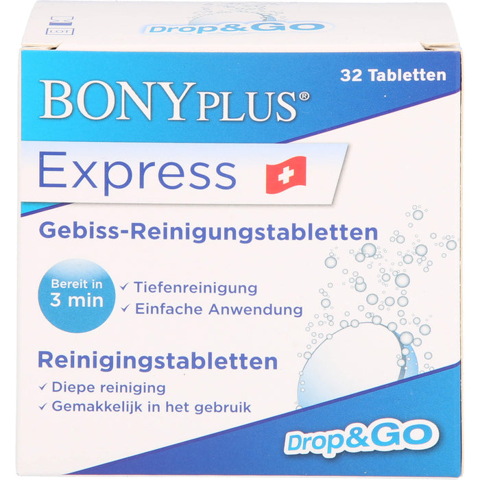 BONYPLUS Express Gebiss-Reinigungsbrausetabletten, 32 pcs. Effervescent tablets