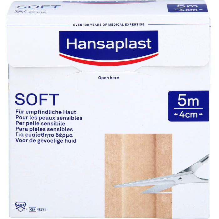 Hansaplast Soft 5 m x 4 cm Pflaster Rolle, 1 pcs. Patch