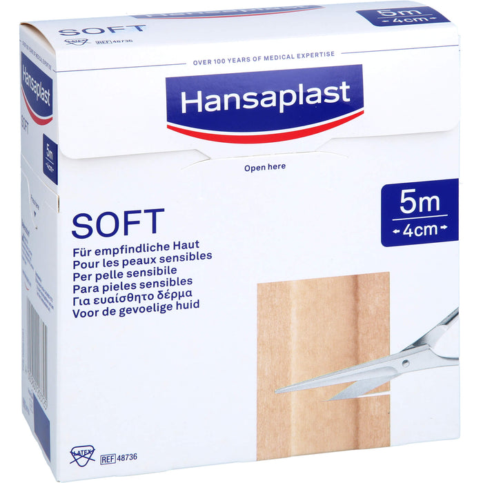 Hansaplast Soft 5 m x 4 cm Pflaster Rolle, 1 St. Pflaster