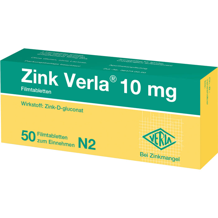 Zink Verla 10 mg Filmtabletten, 50 pcs. Tablets