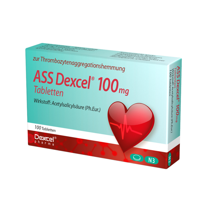 ASS Dexcel 100 mg Tabletten bei Herz-Kreislauf-Erkrankungen, 100 pc Tablettes