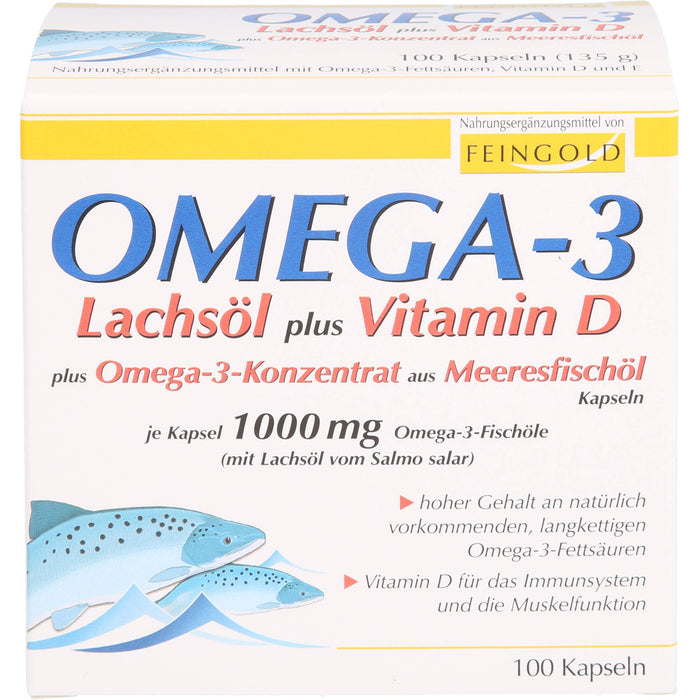 Omega-3 Lachsöl plus Vitamin D plus Omega-3-Konzen, 100 St. Kapseln