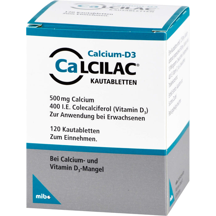 CaLCILAC 500 mg Calcium / 400 I.E. Colecalciferol Kautabletten, 120 pcs. Tablets