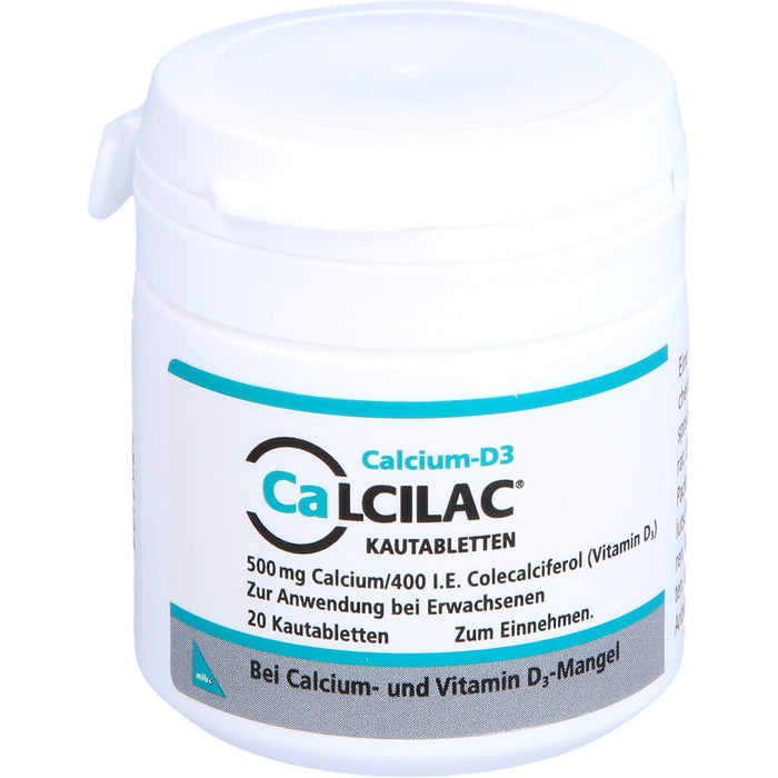 Calcilac Kautabletten 500 mg/400 I.E., 20 St KTA