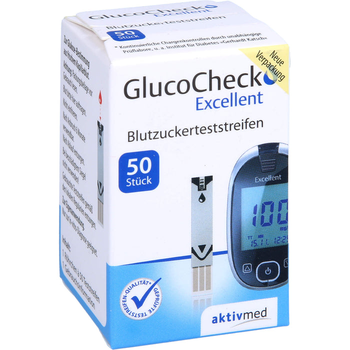 GlucoCheck Excellent Teststreifen, 50 pc Bandelettes réactives