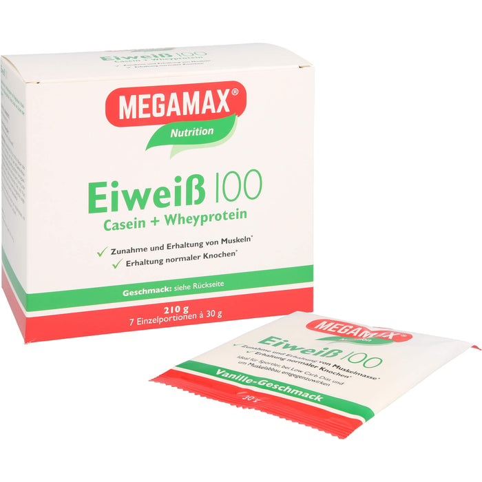 MEGAMAX Basic & Active Eiweiß 100 Pulver Geschmack-Mix, 210 g Poudre