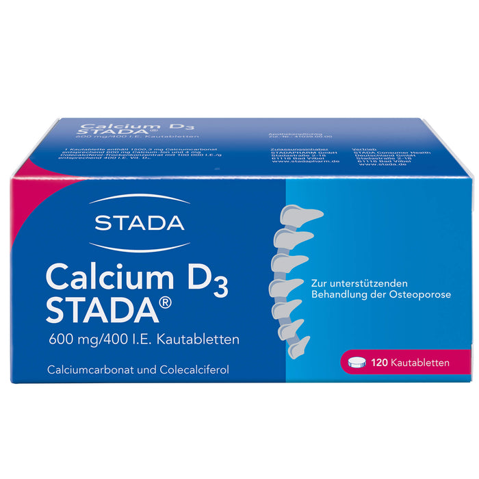 STADA Calcium D3 600 mg/400 I.E. Kautabletten, 120 pcs. Tablets