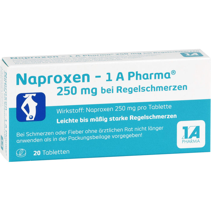 Naproxen - 1 A Pharma 250 mg Tabletten bei Regelbeschwerden, 20 pc Tablettes