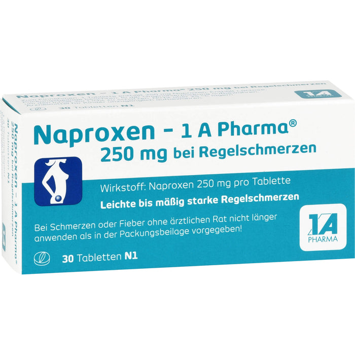 Naproxen - 1 A Pharma 250 mg Tabletten bei Regelschmerzen, 30 pcs. Tablets