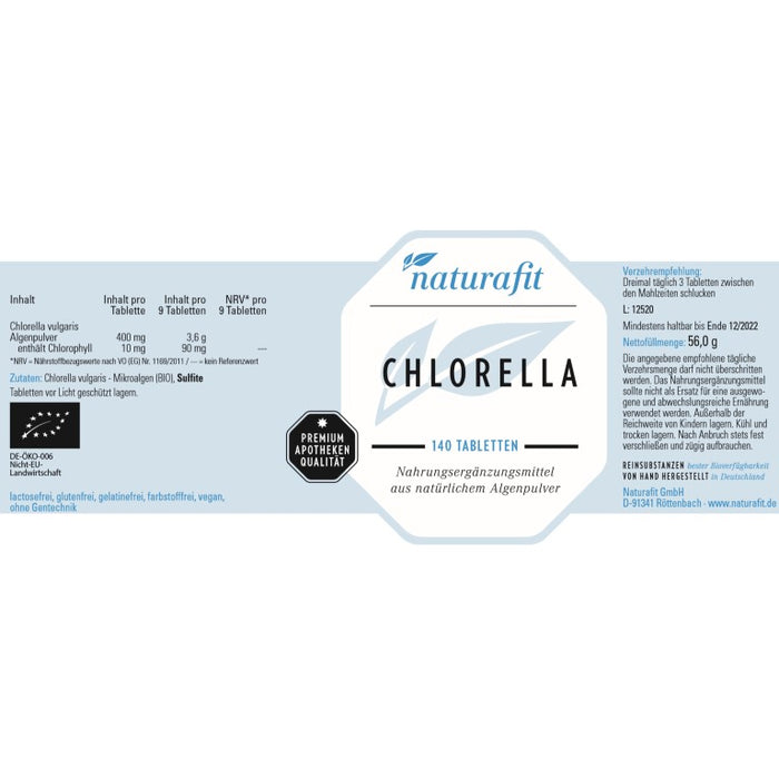 naturafit Chlorella Tabletten, 140 pcs. Tablets