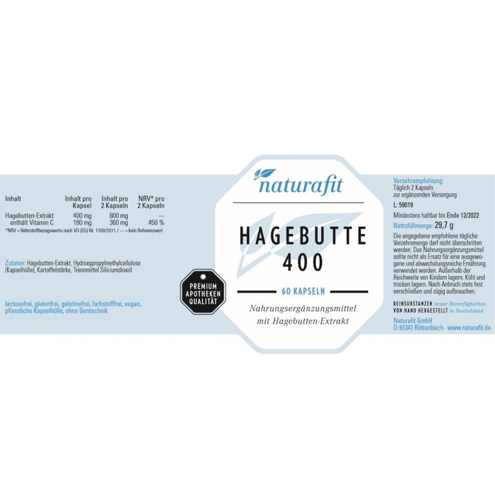 naturafit Hagebutte 400 Kapseln, 60 pc Capsules