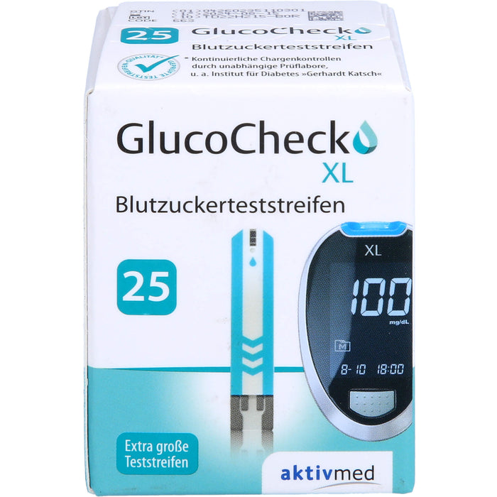 GlucoCheck XL Blutzuckerteststreifen, 25 St. Teststreifen