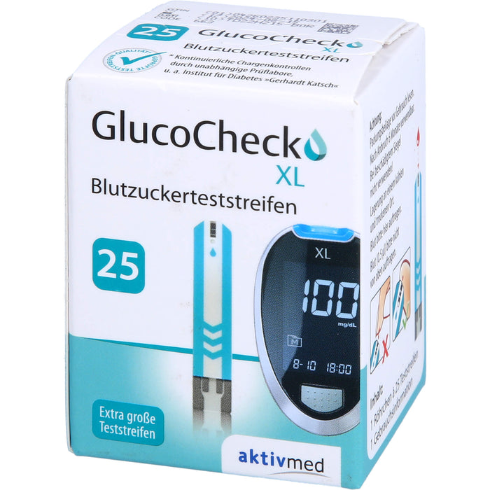 GlucoCheck XL Blutzuckerteststreifen, 25 pc Bandelettes réactives