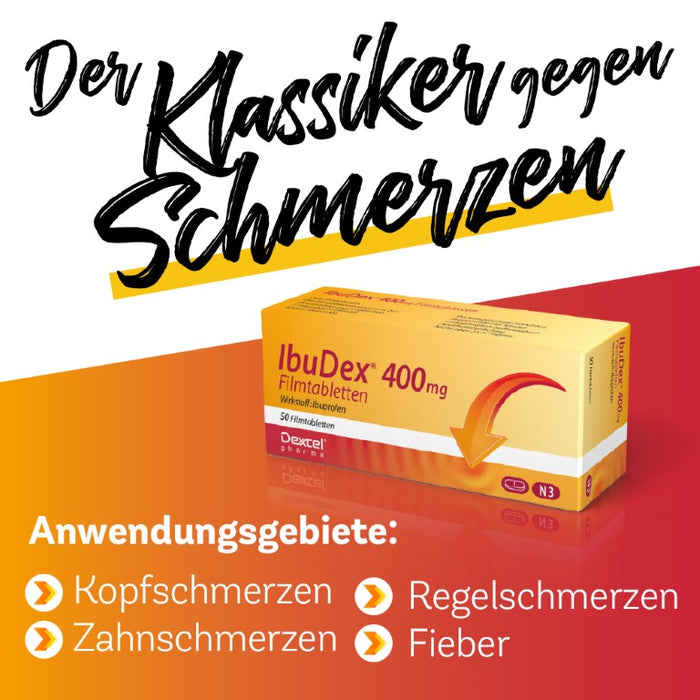 IbuDex 400 mg Filmtabletten bei Schmerzen und Fieber, 20 pcs. Tablets