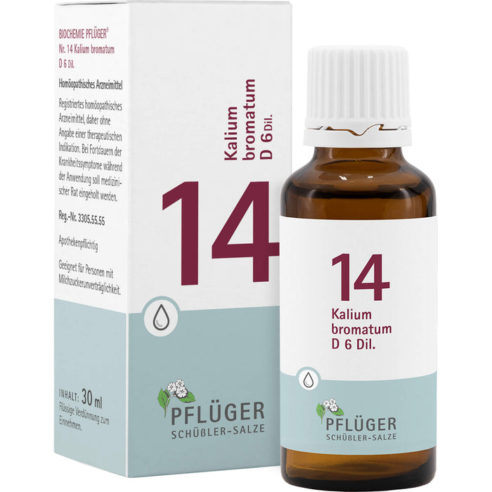 PFLÜGER Biochemie 14 Kalium bromatum D6 Dilution, 30 ml Lösung