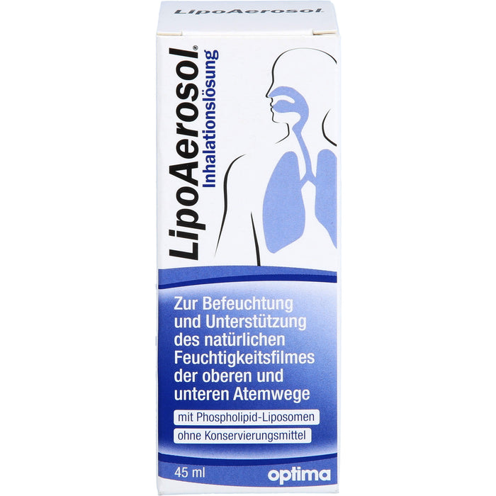 LipoAerosol Inhalationslösung und Rachenspray, zur Befeuchtung und Unterstützung des natürlichen Feuchtigkeitsfilmes der oberen und unteren Atemwege, ohne Konservierungsmitte, 45 ml Solution