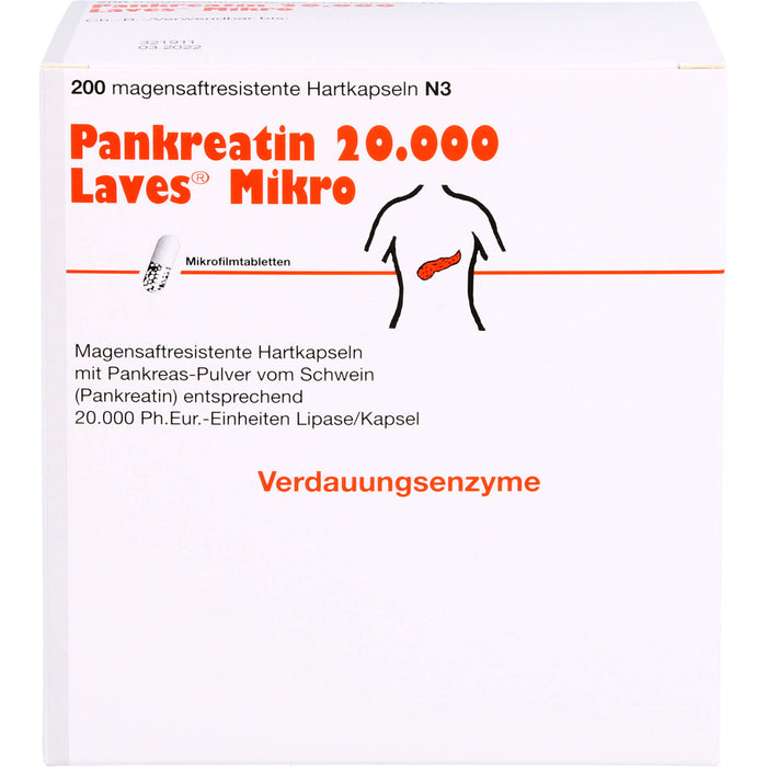 Pankreatin 20.000 Laves Mikro Hartkapseln Verdauungsenzyme, 200 pc Capsules