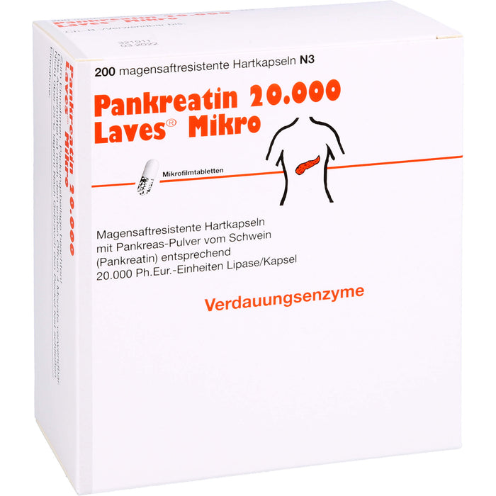 Pankreatin 20.000 Laves Mikro Hartkapseln Verdauungsenzyme, 200 pcs. Capsules