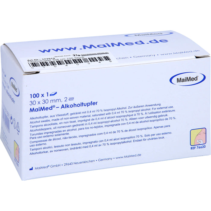 MaiMed Alkoholtupfer 30 x 30 mm weiß aus Vlies, 100 pcs. Swab