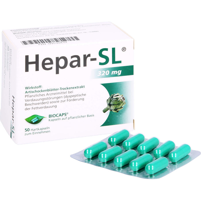 Hepar-SL 320 mg Kapseln auf pflanzlicher Basis bei Verdauungsstörungen, 50 St. Kapseln