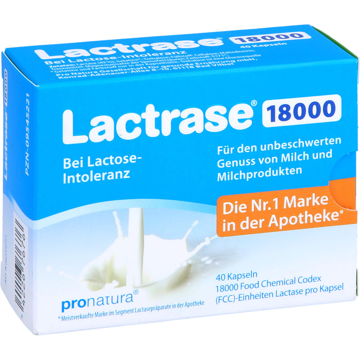 Lactrase 18000 bei Lactose-Intoleranz Kapseln, 40 pcs. Capsules