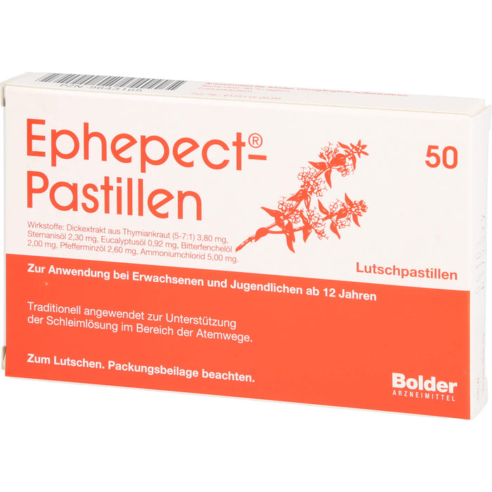 Ephepect Lutschpastillen zur Unterstützung der Schleimlösung im Bereich der Atemwege, 50 pcs. Pastilles