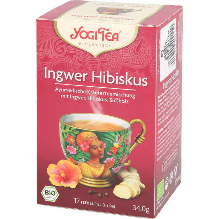 YOGI TEA Ingwer Hibiskus ayurvedische Gewürzteemischung, 17 pc Sac filtrant